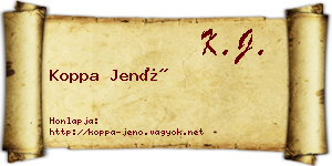 Koppa Jenő névjegykártya